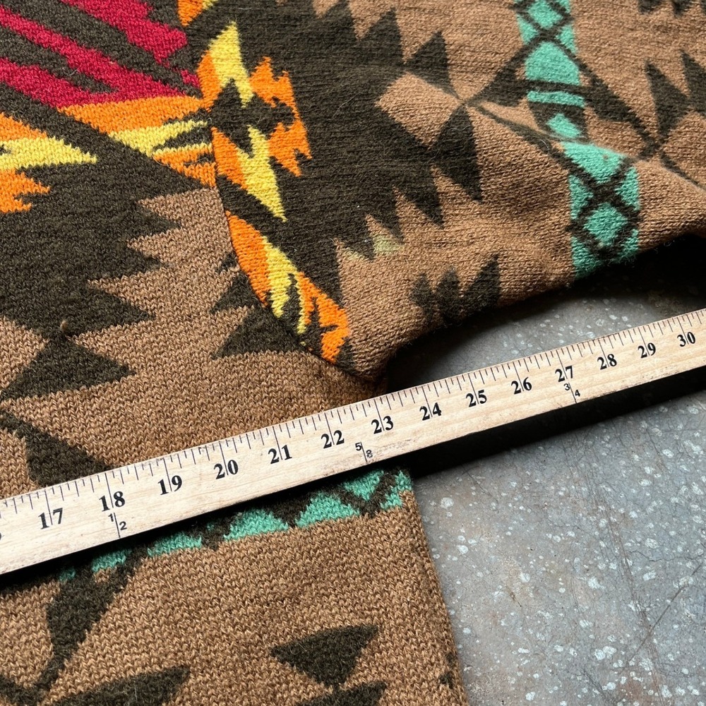 United Colors of Benetton Vintage Shetland Wool Aztec Sweater Mens XL - Picture 7 of 9